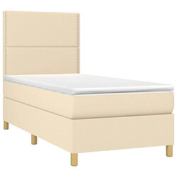 Avis Maison Chic Structures de lit + matelas,Lit à sommier tapissier et matelas pour Chambre Crème 90x190 cm Tissu -MN27247