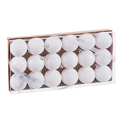 BigBuy Home Boules de Noël Blanc Plastique Ø 5 cm (18 Unités)