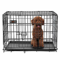 FEANDREA Cage pour Chien 2 Portes Pliable et Transportable avec Poignées et Plateau Noir L 75 x 47 x 54 cm PPD30H