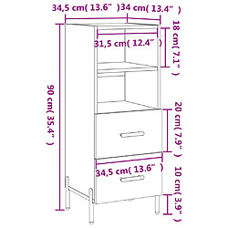 vidaXL Buffet Sonoma gris 34,5x34x90 cm Bois d'ingénierie pas cher