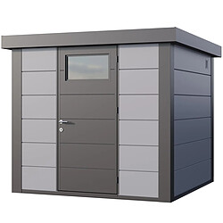 Telluria Abri de jardin moderne en acier porte simple 5,7 m² Eleganto 2424 gris clair, anthracite.