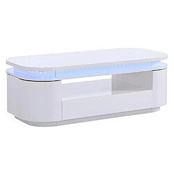 Acheter Vente-Unique Table basse 4 portes et 1 tiroir avec LEDs en MDF - Blanc laqué - VANDANA