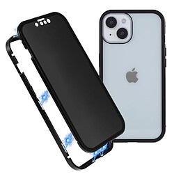 Coque en cadre métallique anti-spy, fermeture magnétique, anti-chutte pour votre iPhone 14 Plus - noir