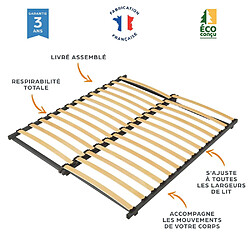 Ebac Sommier à lattes de 90 à 160x190 Extensible - 27 lattes bois - Fabrication française