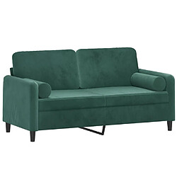 Avis Maison Chic Canapé 2 places avec oreillers,Sofa de Salon,Canapé droit vert foncé 140 cm velours -GKD377391