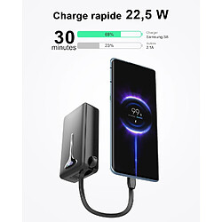 SANAG Batterie Externe 10000Mah, 22.5W Power Bank Charge Rapide Usb C Input & Output Batterie Portable Avec 3 Ports, Chargeur Externe Avec Cable Intégré Compatible Avec Iphone11/15/12/X/Xr/8/16 Samsung Etc