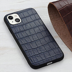 Coque en TPU + cuir véritable peau de crocodile bleu pour votre Apple iPhone 13 mini 5.4 pouces