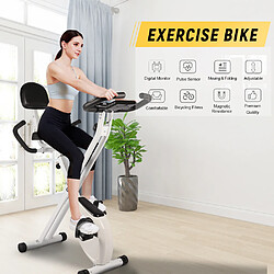 BIGZZIA Vélo d'appartement Pliable - HOME FITNESS CODE - Résistance réglables - Entraînement Gym - Blanc et Noir pas cher