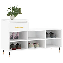 Avis Maison Chic Armoire à chaussure,Meuble à Chaussures Blanc brillant 102x36x60 cm Bois ingénierie -MN96658