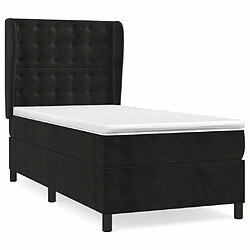 Maison Chic Lit adulte- Lit + matelas,Sommier à lattes de lit avec matelas Noir 90x200 cm Velours -GKD70082