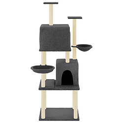 Helloshop26 Arbre à chat meuble tour grimper jouet grattage grattoir escalade plateforme avec griffoirs en sisal foncé 180 cm gris 02_0022688