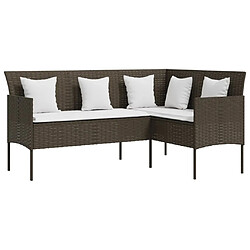 Avis Maison Chic Ensemble de canapés en L 5pcs, Canapé droit pour salon, Sofa Relax avec coussins Résine tressée Brun -GKD662052