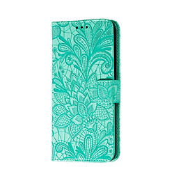 Wewoo Housse Coque Pour Nokia 7.2 Étui en cuir à rabat horizontal fleur de dentelle avec support et fentes cartes et portefeuille et cadre photo vert