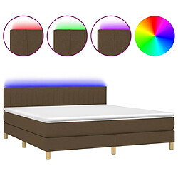 vidaXL Sommier à lattes de lit matelas et LED Marron foncé 180x200cm