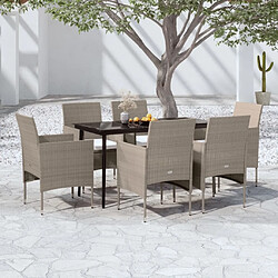 vidaXL Ensemble à manger de jardin coussins 7 pcs Beige/noir