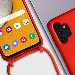 Avizar Coque Cordon Samsung Galaxy A13 4G Semi-rigide Lanière Tour du Cou 80cm Rouge pas cher