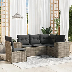 Maison Chic Salon de jardin 5 pcs avec coussins | Ensemble de Table et chaises | Mobilier d'Extérieur gris résine tressée -GKD22262