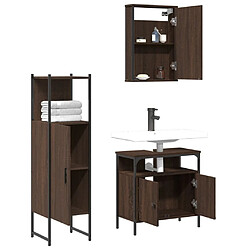 Acheter Maison Chic Armoire de Bain | Ensemble de 3 meubles salle de bain Chêne marron -GKD32423