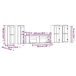 vidaXL Meubles TV 5 pcs Noir Bois massif de pin pas cher