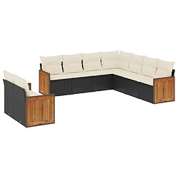 Maison Chic Ensemble Tables et chaises d'extérieur 9 pcs avec coussins,Salon de jardin noir résine tressée -GKD150432