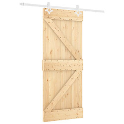 vidaXL Porte coulissante et kit de quincaillerie 80x210 cm pin massif