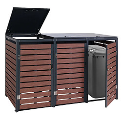 Decoshop26 Abris poubelles pour conteneur d'une capacité de 80 à 240 litres 119x205x84 cm wpc métal aspect bois de noyer 04_0008240