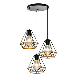 Stoex Lustre Rétro en Diamant Noir, Lampe À Suspension en Corde de Chanvre 20CM Plafonnier D'Intérieur À 3 Lumières Pour Chambre À Coucher Loft