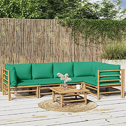 Maison Chic Salon de jardin 6 pcs + coussins - Mobilier/Meubles de jardin - Table et chaises d'extérieur vert bambou -MN73210