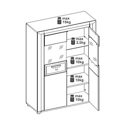 Avis Dansmamaison Vaisselier 2 portes Blanc/Bois clair à Led - ABOKI