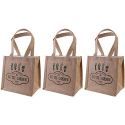 The Home Deco Factory Sac à plantation en jute plastifiée My Little Market (Lot de 3).