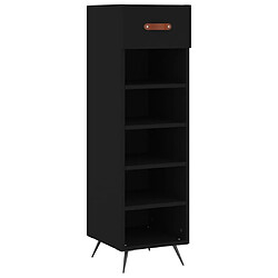 Maison Chic Armoire à Chaussures Noir,Meuble de Rangement à Chaussures 30x35x105 cm bois d'ingénierie -MN90039