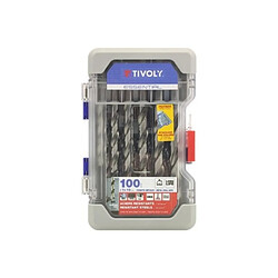 Tivoly Coffret de 100 forets métaux HSS taillé meulé queue cylindrique Din 338 Ø 1 à 13 mm coffret antichoc Ranger