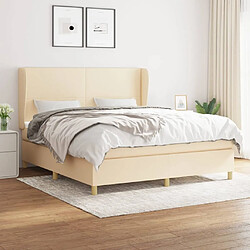 Maison Chic Lit adulte- Lit + matelas,Sommier à lattes de lit avec matelas Crème 180x200 cm Tissu -GKD39059