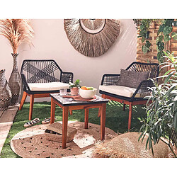 Bestmobilier Izao - salon bas de jardin 2 places + table mosaïque - en corde et bois - coussins beiges Izao - salon bas de jardin 2 places + table mosaïque - en corde et bois - coussins beiges - Gris et noir