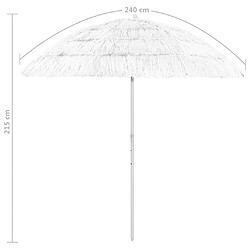 vidaXL Parasol de plage Hawaii Blanc 240 cm pas cher