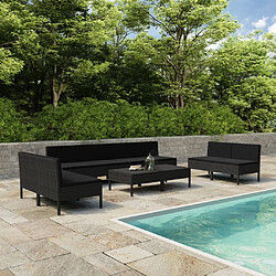 Maison Chic Salon de jardin 10 pcs + coussins - Mobilier/Meubles de jardin - Table et chaises d'extérieur Résine tressée Noir -MN70741