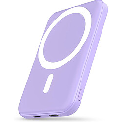 SANAG Batterie Externe Avec Mag-Safe, 5000Mah Batterie Externe Induction, Mini Power Bank Magnetique Sans Fil 20W Pd Charge Rapide Avec Type-C Pour Iphone16/15/14/13/12/Plus/Pro/ /Mini-Violet