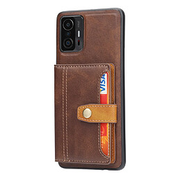 Coque en TPU + PU avec béquille et porte-cartes marron pour votre Xiaomi 11T/11T Pro