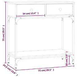 vidaXL Table console chêne marron 75x34,5x75 cm bois d'ingénierie pas cher