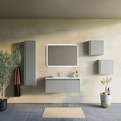 Kiamami Valentina ARMOIRE DE SALLE DE BAIN MURALE 100CM AVEC PORTE ET TIROIR SABLE MAT | MONACO pas cher