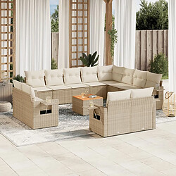 Maison Chic Salon de jardin avec coussins 13 pcs, Ensemble Tables et chaises de jardin, beige résine tressée -GKD599458