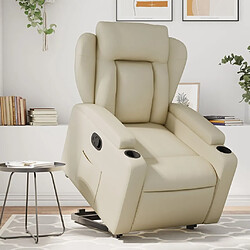 Maison Chic Fauteuil Relax pour salon, Fauteuil inclinable Crème Similicuir -GKD14639