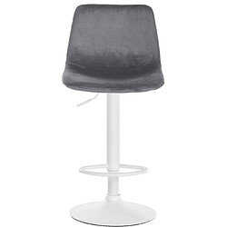 Decoshop26 Set de 2 tabourets de bar repose-pieds en métal blanc confortable en forme d'arc assise en velours gris foncé 10_0004134 pas cher