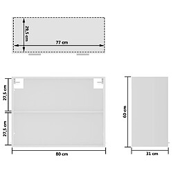 vidaXL Armoire en verre suspendue Blanc 80x31x60 cm Bois d'ingénierie pas cher