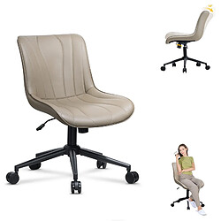 Chaise bureau ergonomique, Rattantree Fauteuil de bureau ergonomique sans accoudoir, chaise pivotante, Chaise pivotante réglable en Hauteur pour Bureau PC, Marron