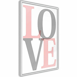 Paris Prix Affiche Murale Encadrée Grey-Pink Love 30 x 45 cm Blanc