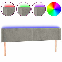 Maison Chic Tête de lit scandinave à LED,meuble de chambre Gris clair 203x16x78/88 cm Velours -MN97858