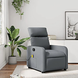 Maison Chic Fauteuil Relax pour salon, Fauteuil de massage inclinable Gris Similicuir -GKD87668