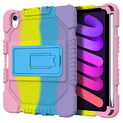 Coque en TPU motif arc-en-ciel, antichoc, anti-empreinte digitale avec porte-stylo style B pour votre iPad mini (2021)