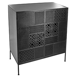 Pegane Buffet à 2 portes Arabesque en Métal coloris Noir - 80 x 40 x 91 cm